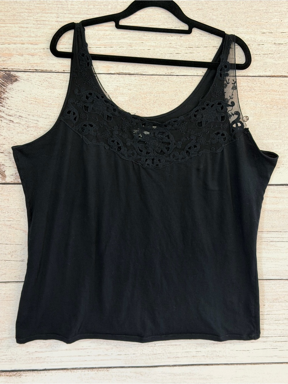 Old Navy Stretchy Black Lace Yoke Tank Top